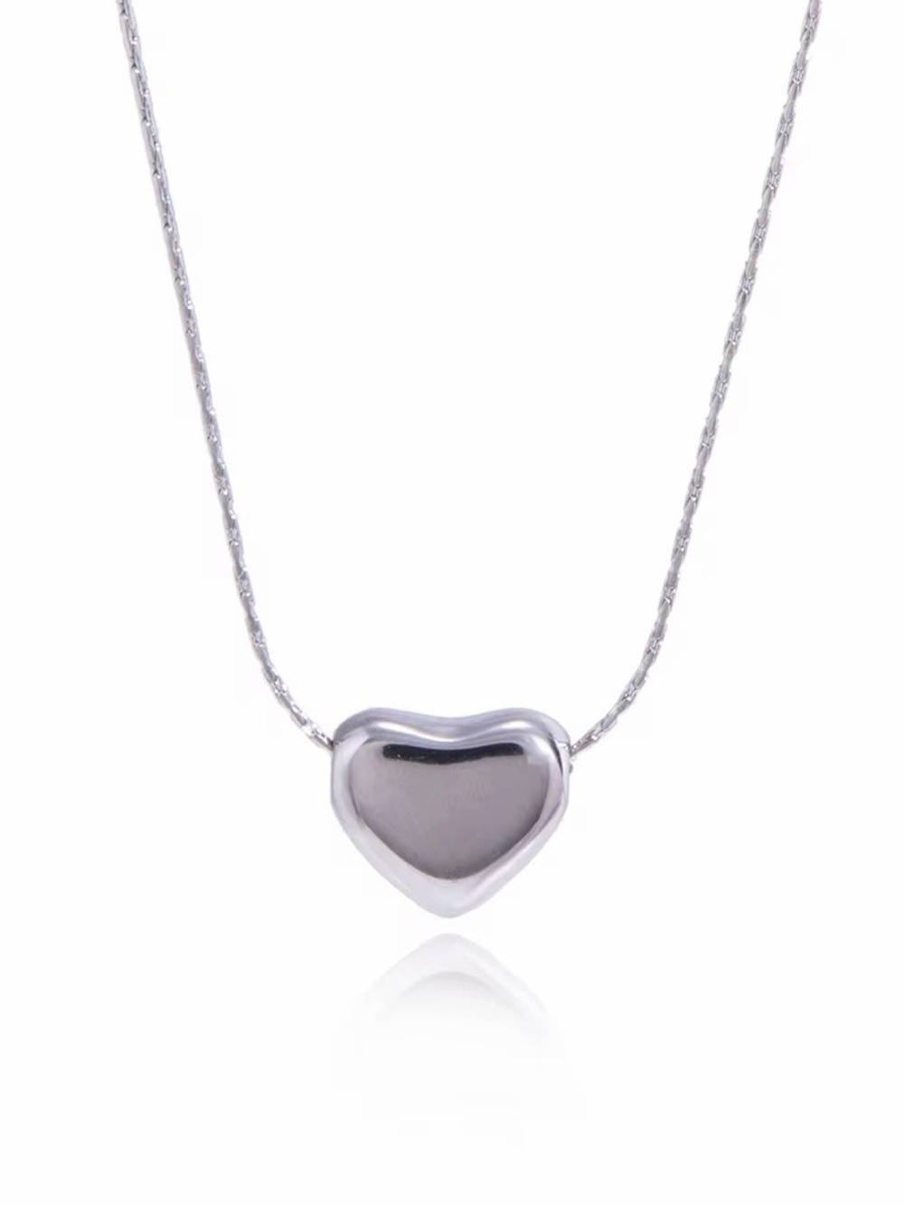 Stainless Steel Silver Tone Heart Pendant Necklace